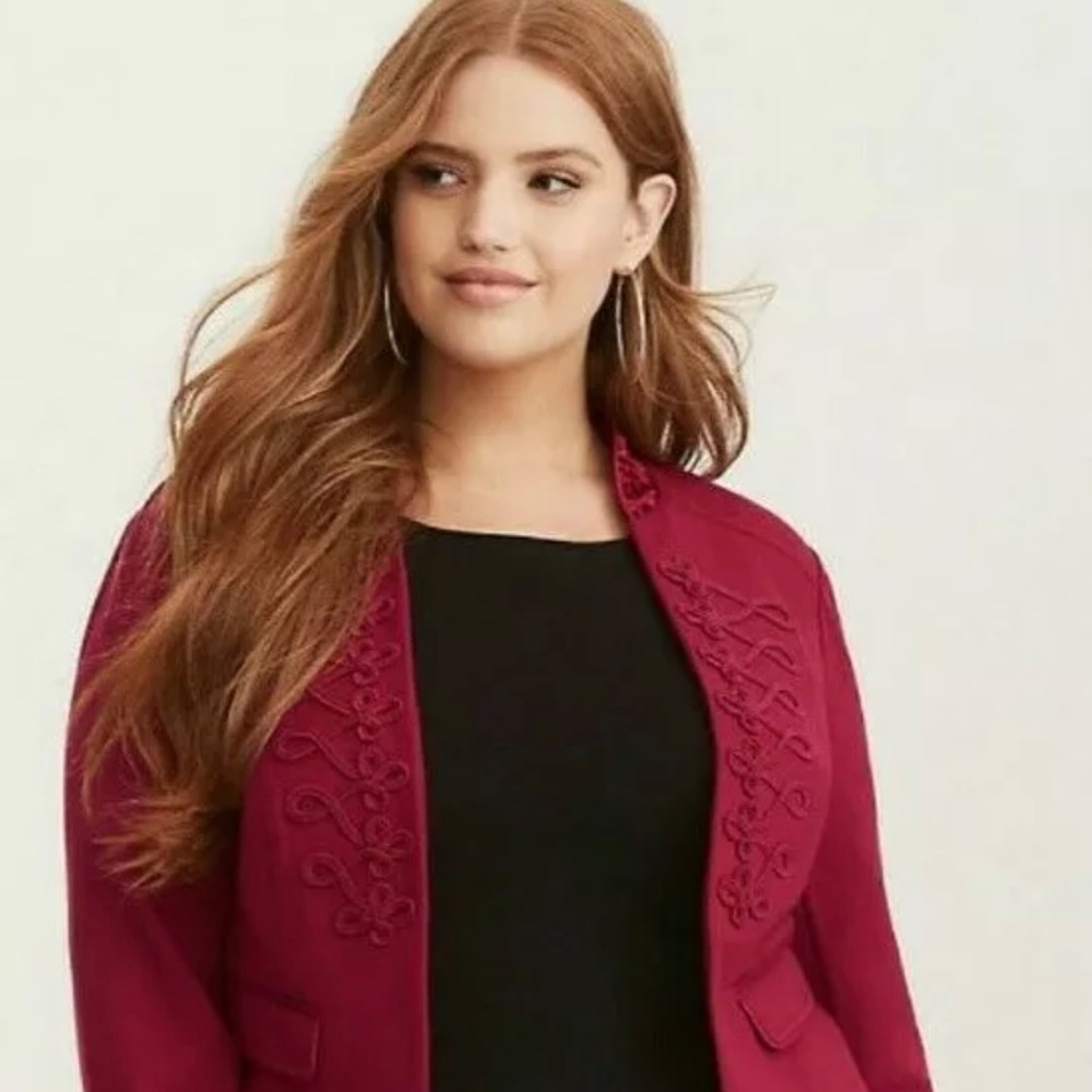 Torrid Beet Stretch Military Blazer 0x